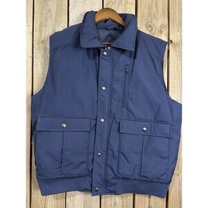 Down To Earth Pilot Too 8645 Men's Down Vest Blue Insulated Nylon Vintage Size L